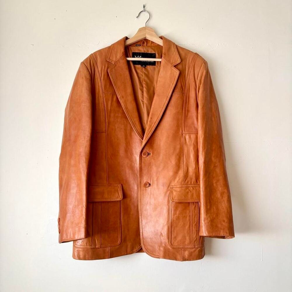 Vintage 90s Wilsons Leather Oversized Brown Distressed Blazer Indie Sleaze SZ M